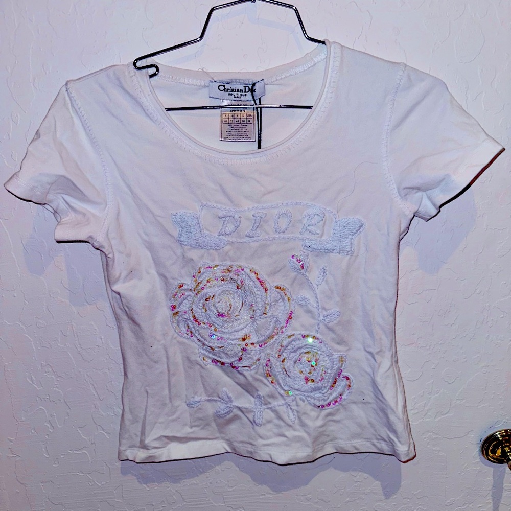 Dior women’s XS/S john galliano white sequin stretchy top (NWT* never worn)
